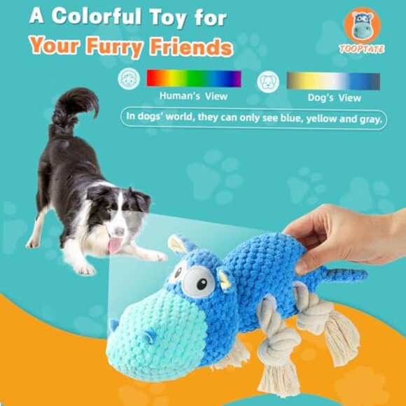 Tough Plush Squeaky Dog Toy Aggressive Chewers Large Breed Durable - Picture 4 of 7